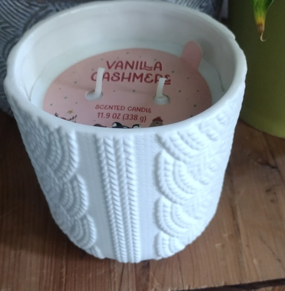 World Market Vanilla Cashmere Scented Candle in Textured White Holder